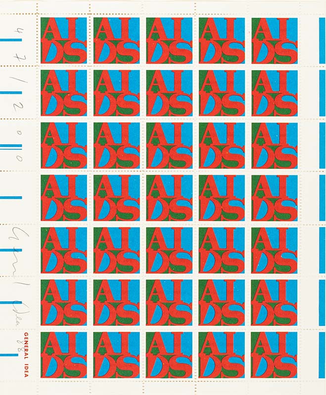 Briefmarkenbogen Titel Aids von General Idea