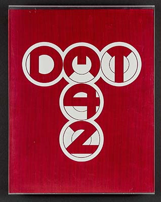 Rotes Cordbuch in Plexiglas mit Aufdruck DMT42 von Gerald Laing