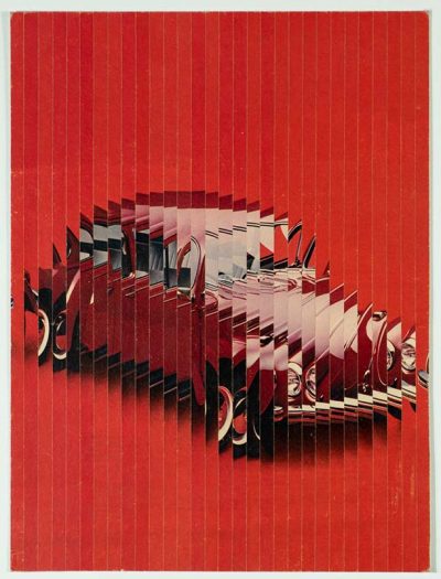 Foto eines VW Käfer in Streifen geschnitten als Collage von Jiri Kolar
