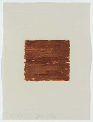 Braune Fläche auf grauem Hintergrund Grafikdruck von Joseph Beuys